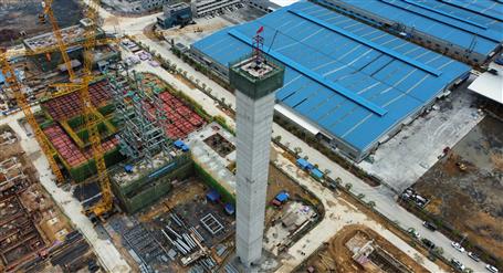 80米高煙囪、提前14天封頂！